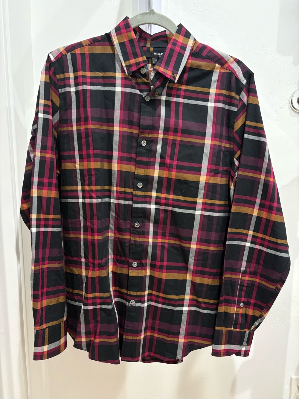 Murano Black & Burgundy Plaid Button-Down Shirt